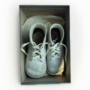 Vintage TRIMFOOT‎ WHITE LEATHER WALKING SHOES BABY TODDLER